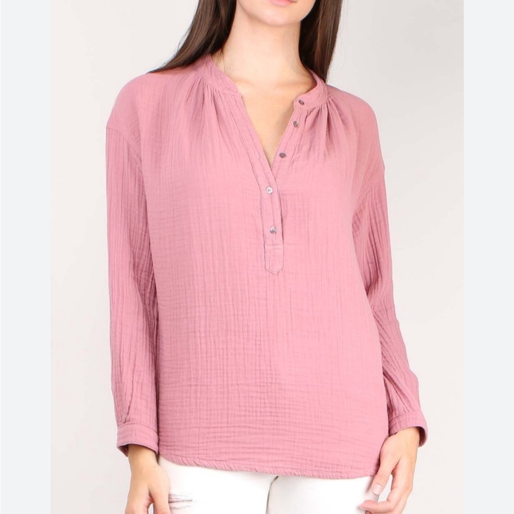 Xirena Kerra White Popover Cotton Crinkle Gauze Top - M